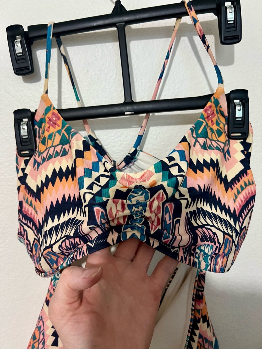 Athleta Pink Blue and Peach Aztec Cutout One-Piece Swimsuit - Picture 9 of 12